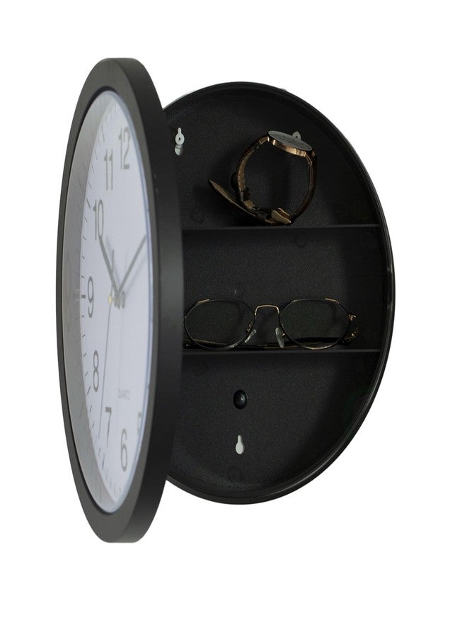 Clockswise Black Wall Mounted Clock with Door for Storage Secret Interior Compartment, Hidden Safe for Storing Valuables - Image 1